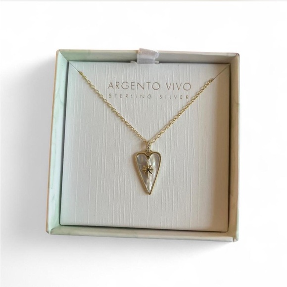 Argento Vivo Jewelry - Argento Vivo Heart Necklace w/ Star Detail